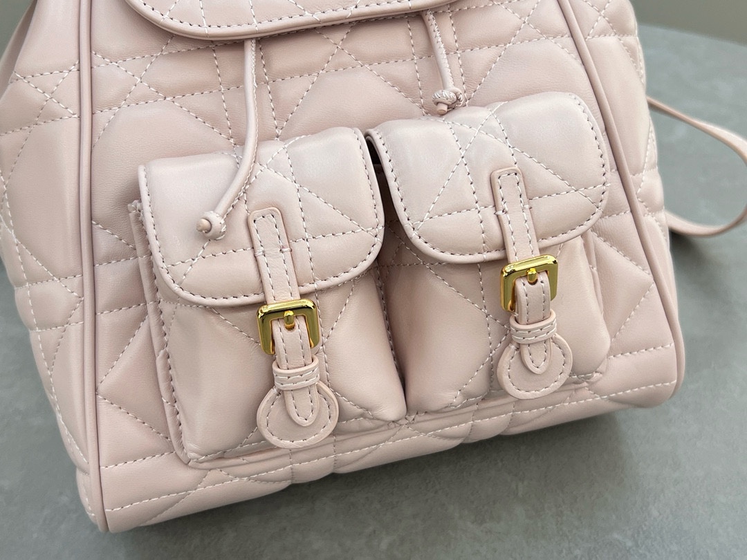 Medium Dior Caro Backpack Pink Macrocannage Lambskin